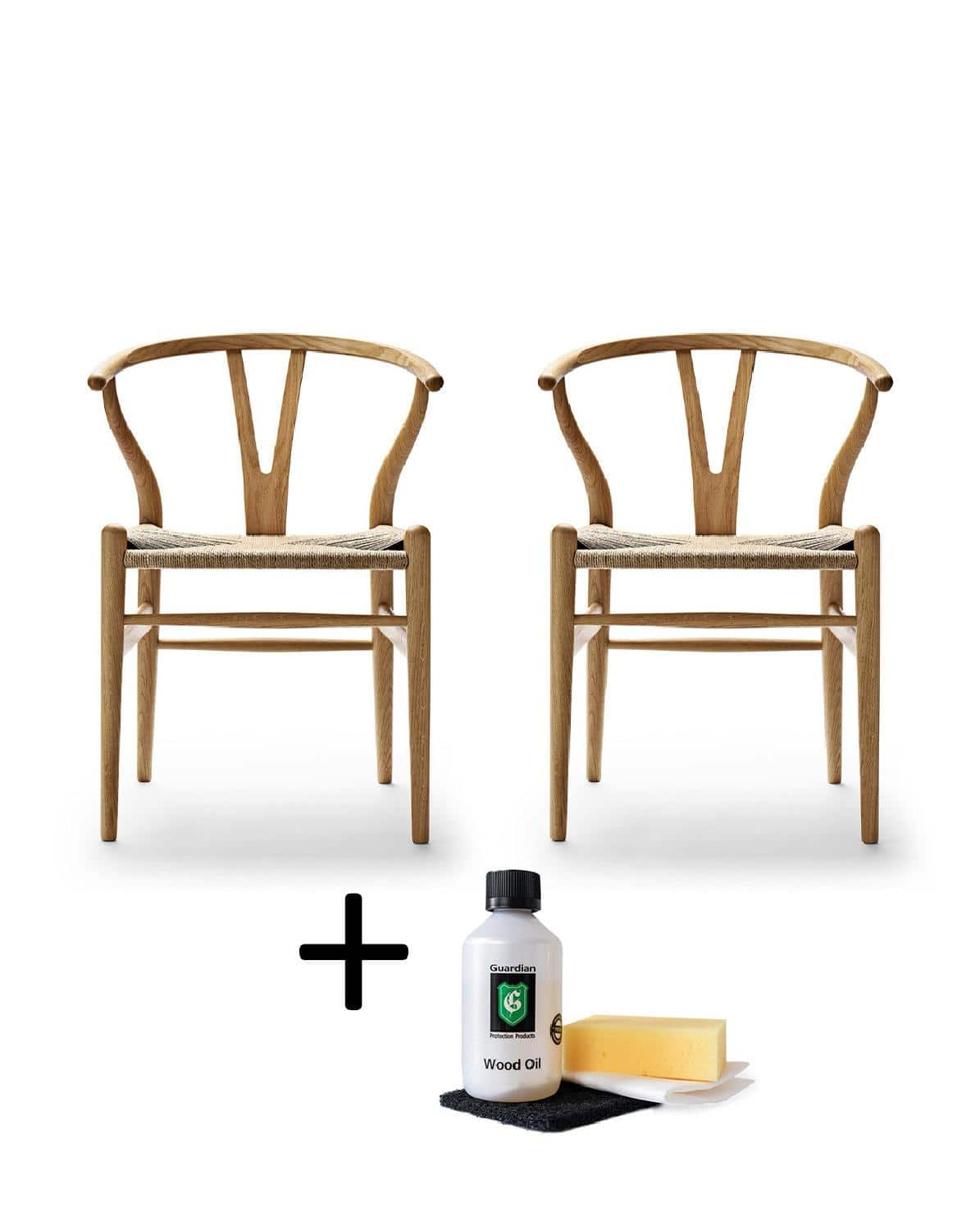 Stuhl CH24 Wishbone Chair Set Eiche geölt inkl. gratis Holzpflegeset One Size