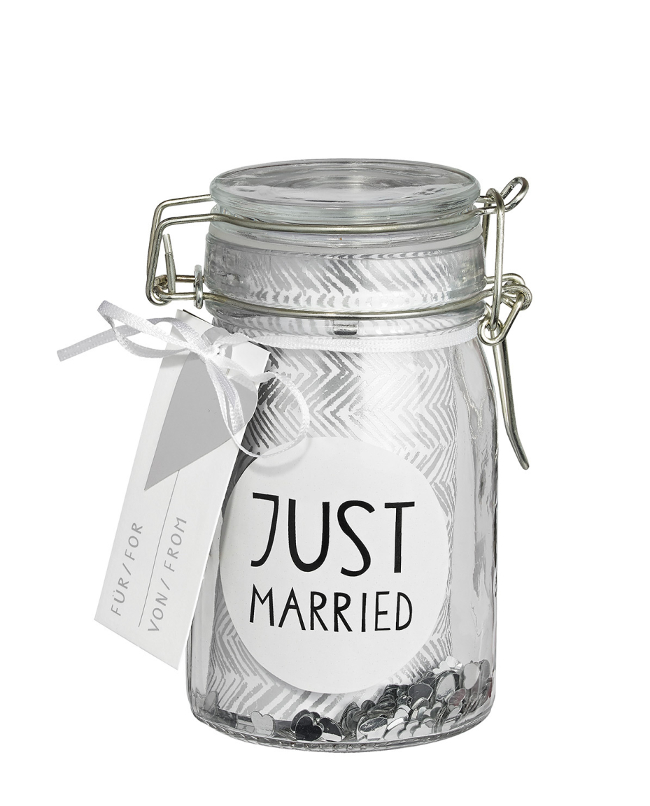 Herzstucke Geschenkglas Just Married Von Rader Kaufen