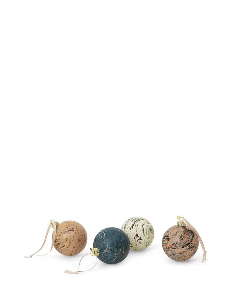 Anhänger Kugel Set Marble Baubles 9 cm