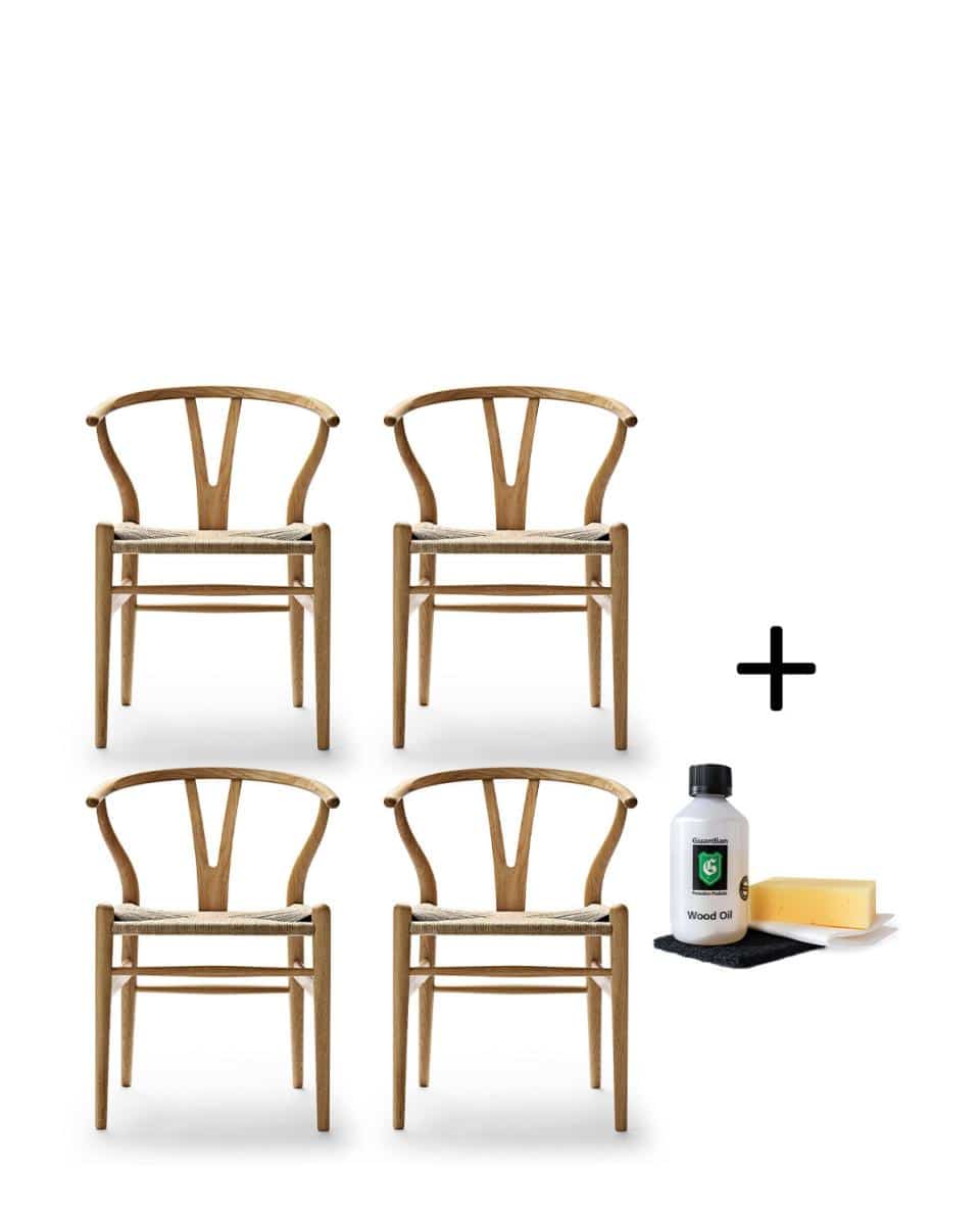 Stuhl CH24 Wishbone Chair Set Eiche geölt inkl. gratis Holzpflegeset 