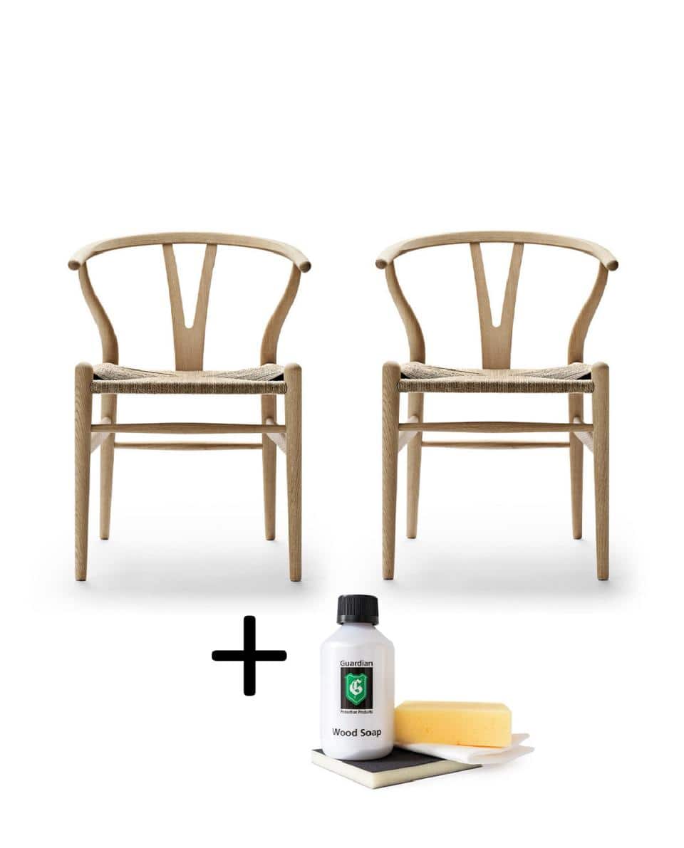 Stuhl CH24 Wishbone Chair Set Eiche geseift inkl. gratis Holzpflegeset One Size