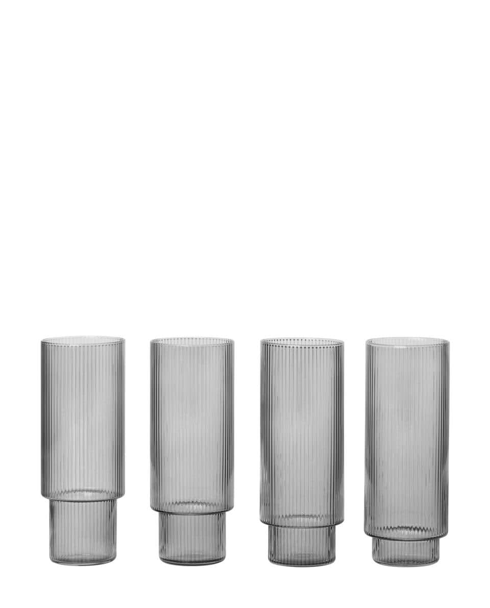 Trinkglas Set Long Drink Ripple One Size