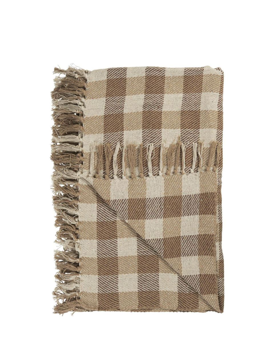 Decke Plaid natur mit Karos One Size