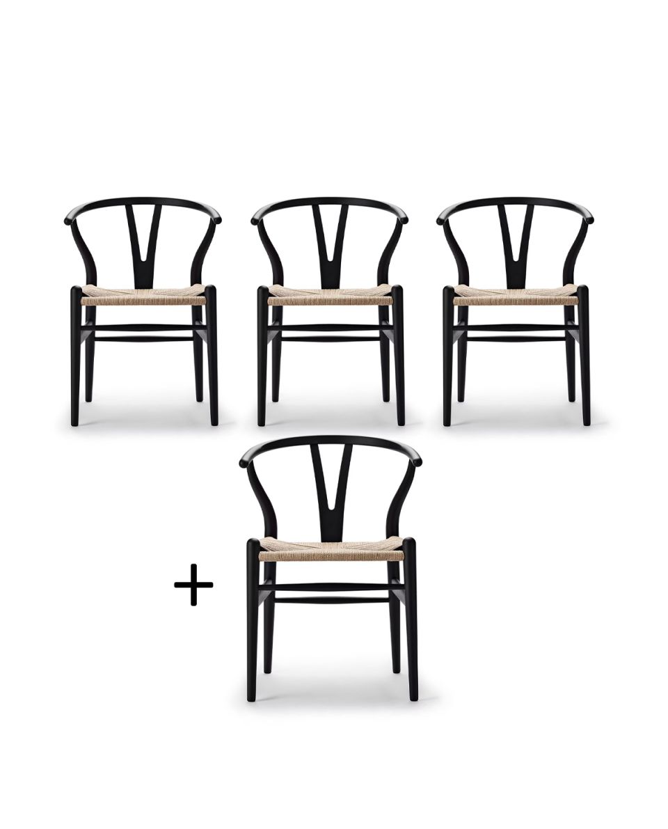 Stuhl CH24 Wishbone Chair Vorteilsset Buche soft black 