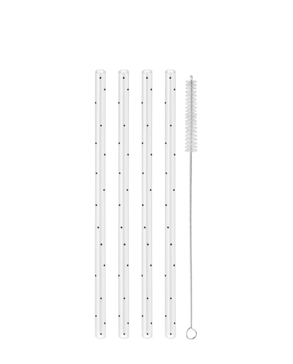 Trinkhalm  Set Punkte aus Glas 20 cm L