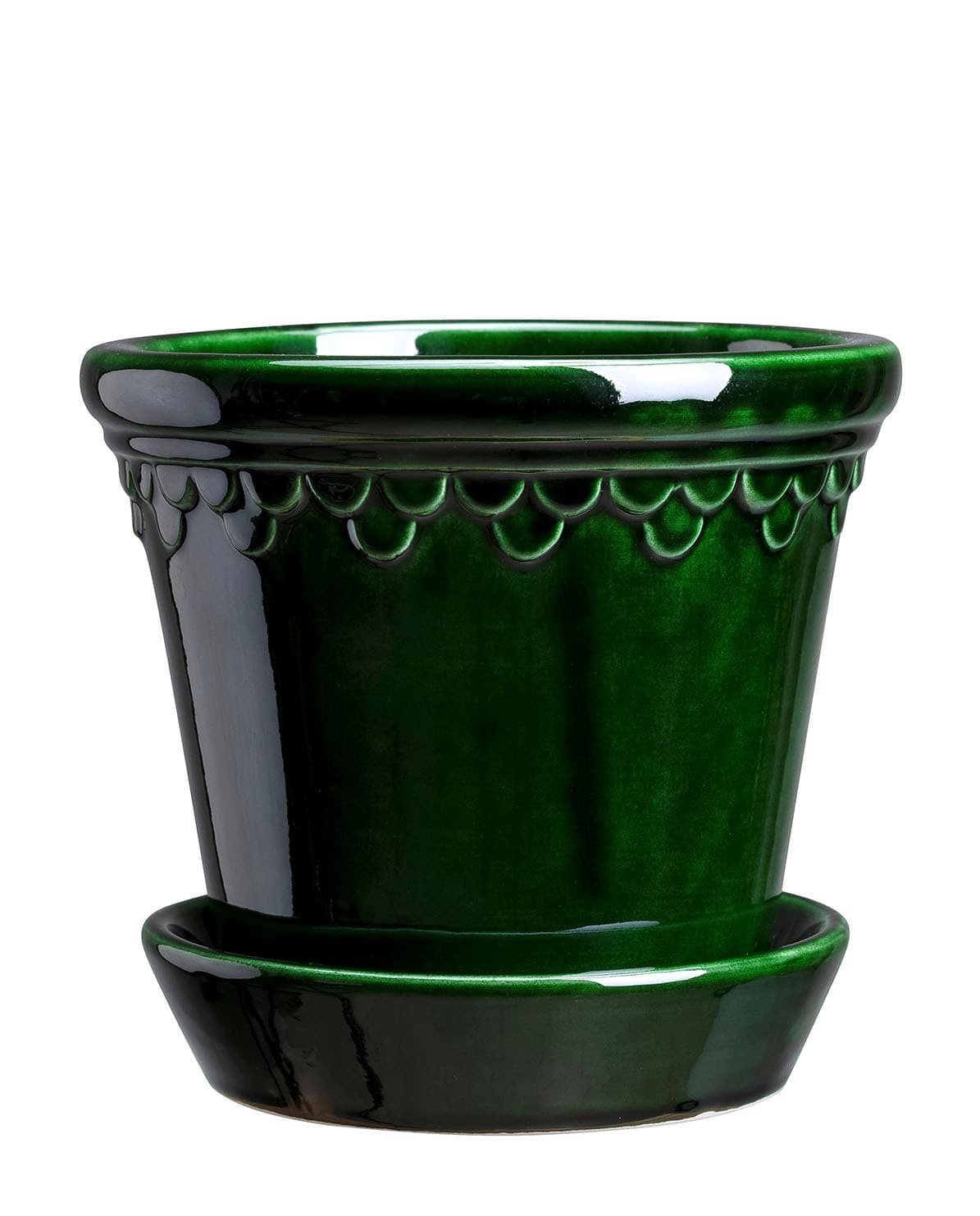 Blumentopf The Københavner Glazed Pot inkl. Untersetzer emerald green ⌀ 21 cm