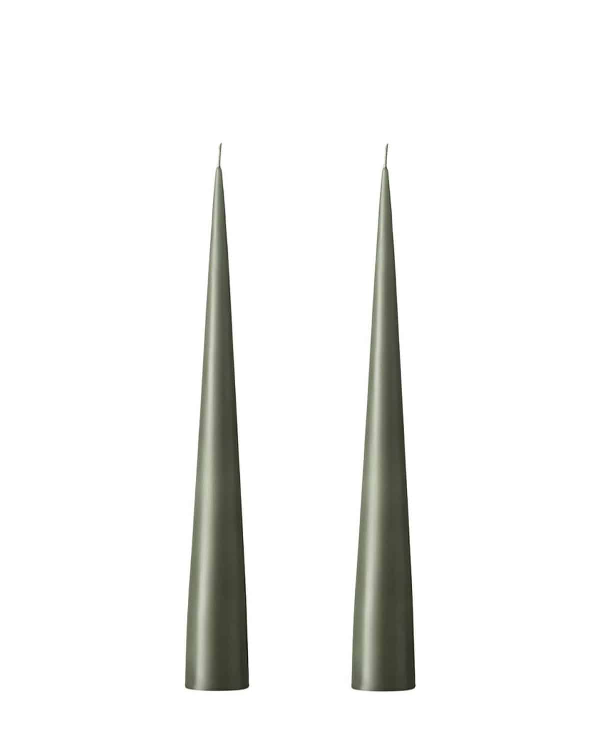 Kegelkerze Set Cone Candles green soil 25 cm H