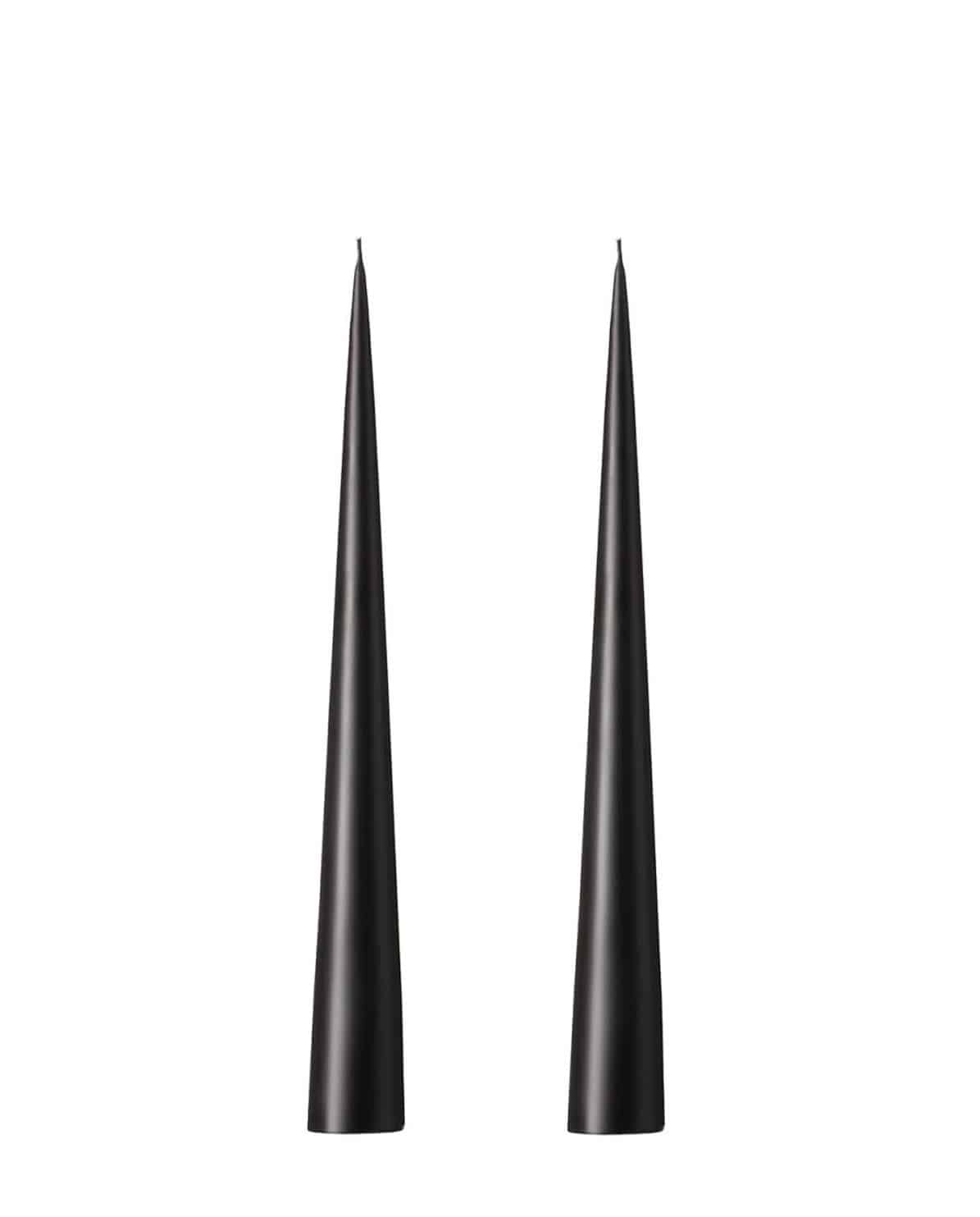 Kegelkerze Set Cone Candles raw black 25 cm H