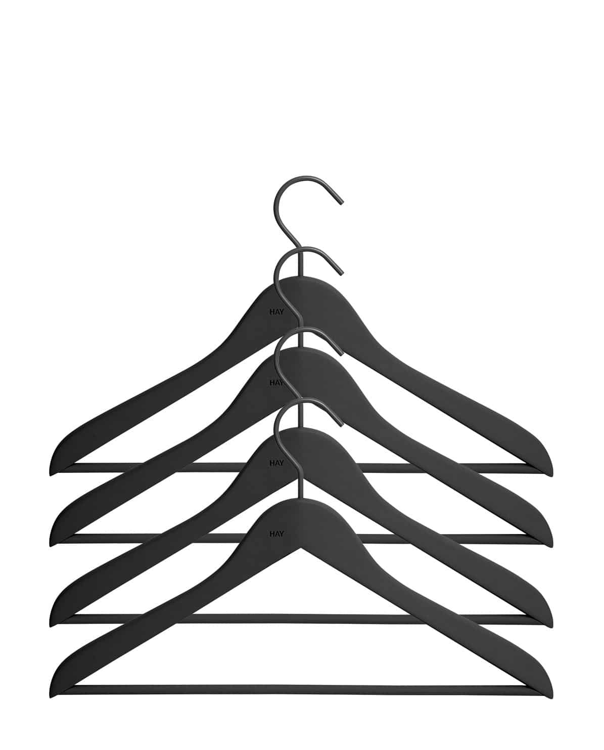 Kleiderbügel Set Soft Coat Hanger mit Steg slim black