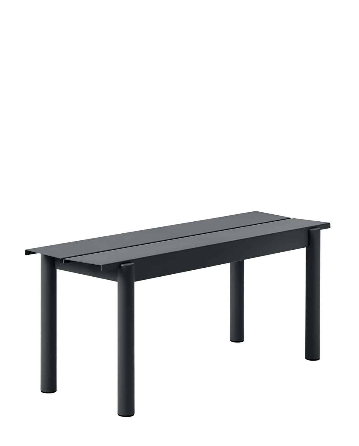 Outdoor Bank Linear Steel Bench black 170 cm L