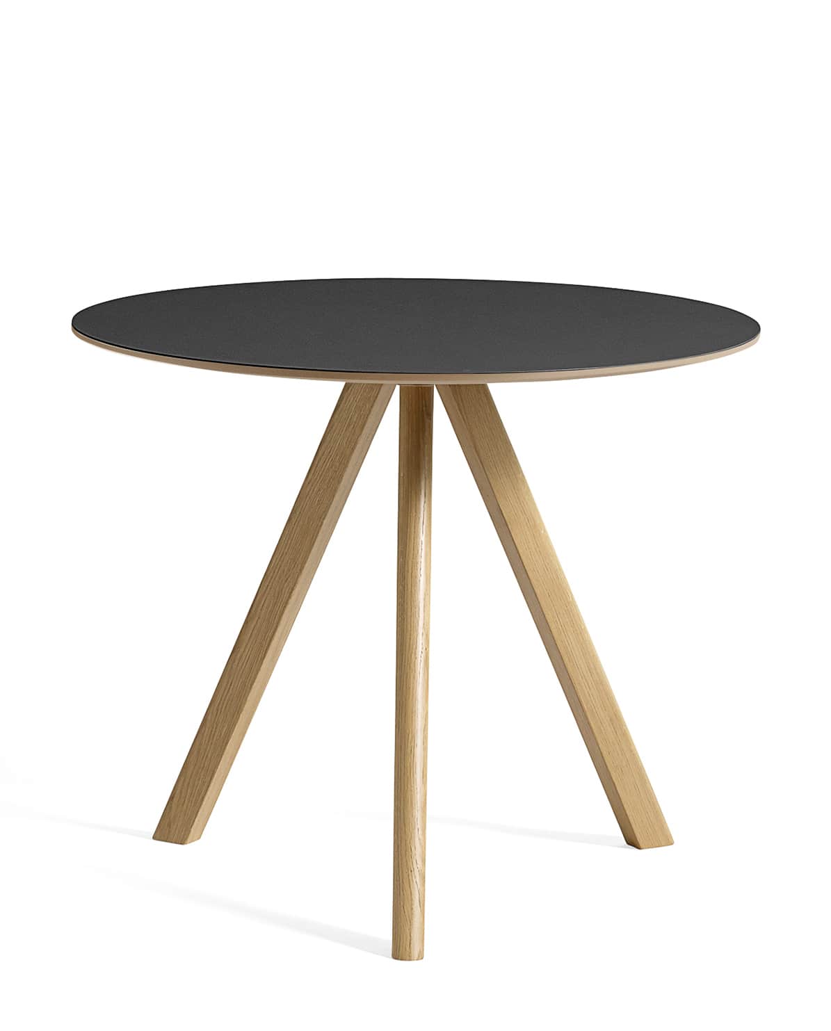 Tisch CPH20 water-based lacquered oak - black linoleum Ø 120 cm