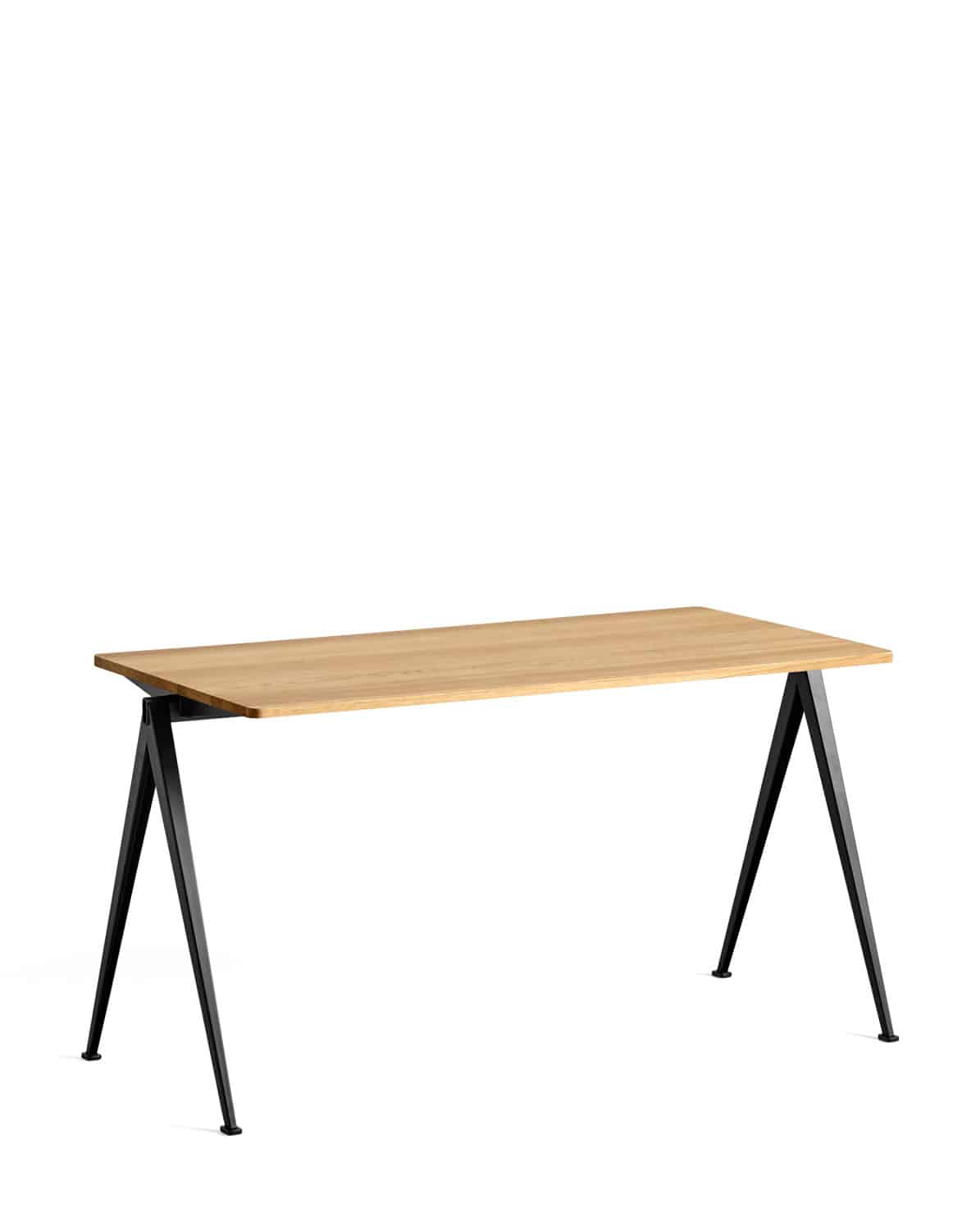 Tisch Pyramid 01 Black powder coated steel clear lacquered oak 140 cm x 65 cm