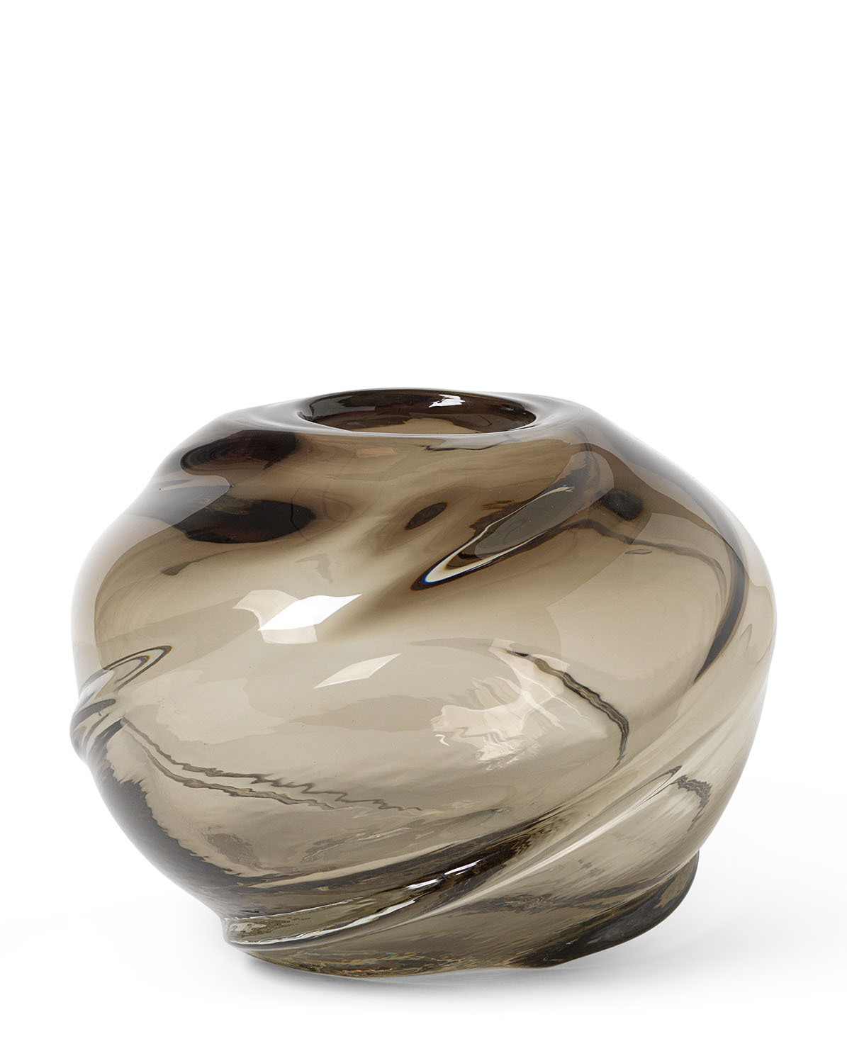 Vase Water Swirl round smoked grey